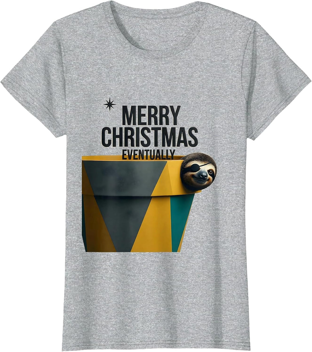Women's Merry Christmas, Eventually Midcentury Modern Sloth Lover T-Shirt - Heather Grey