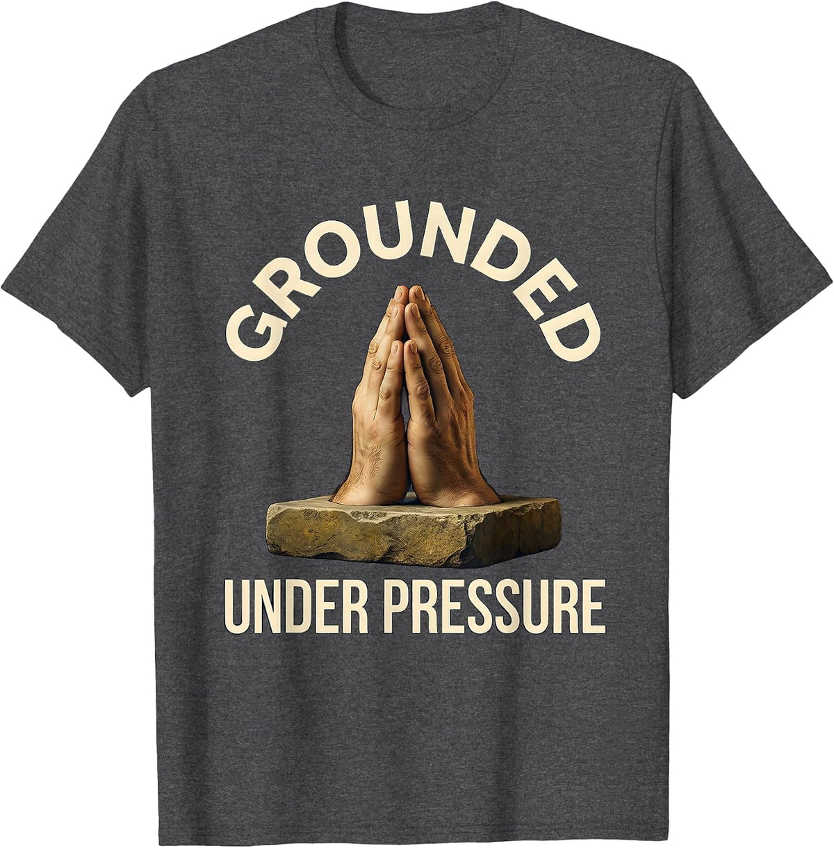 Men's Grounded Under Pressure Anxiety Awareness Design T-Shirt - Dark Heather Grey