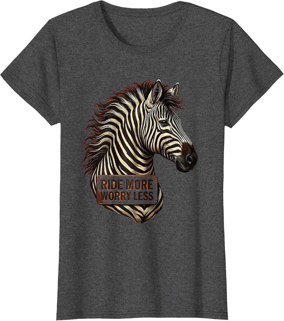 Women's Ride More Worry Less Horse Riding Design T-Shirt - Dark Heather Grey
