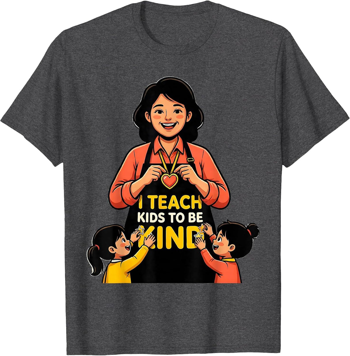 Men's I Teach Kids To Be Kind Funny Teacher Appreciation Gift T-Shirt - Dark Heather Grey