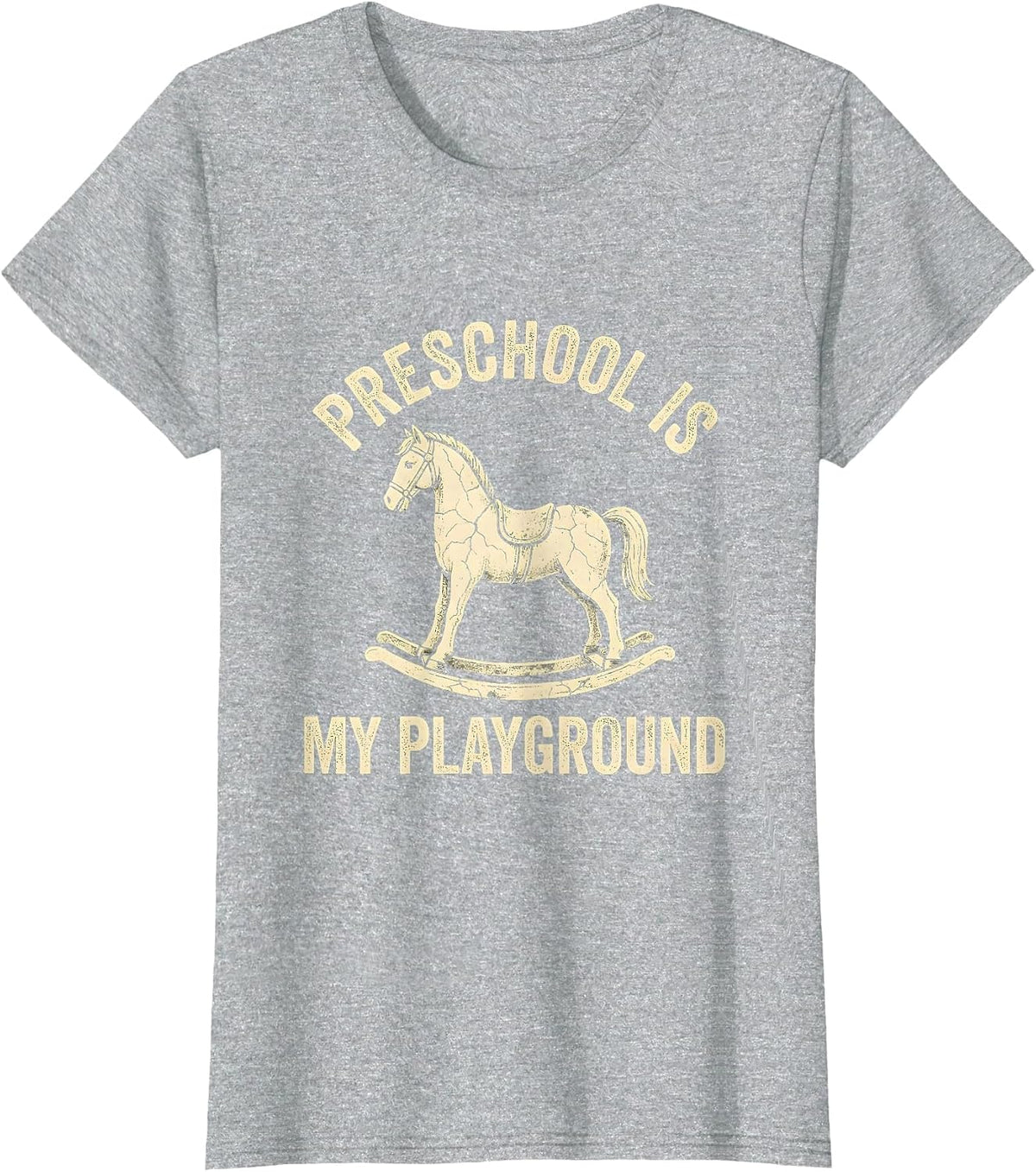 Women's Preschool Is My Playground Teacher Design T-Shirt - Heather Grey
