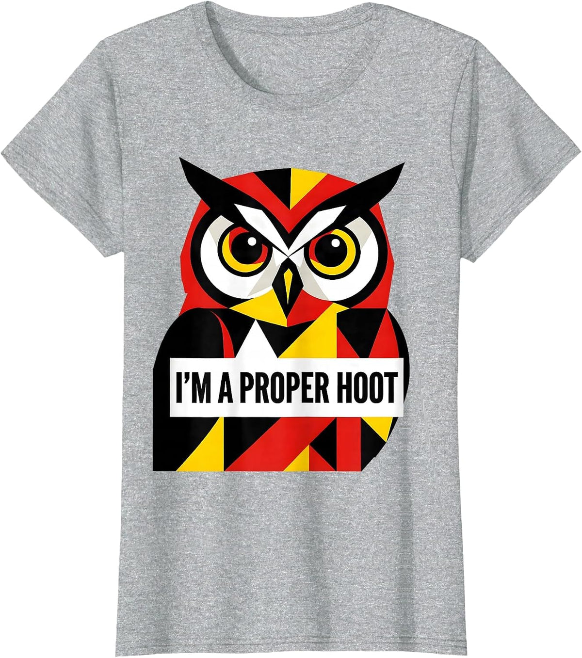 I'm A Proper Hoot Vintage Bauhaus Owl Bird Lover Humor T-Shirt - Heather Grey