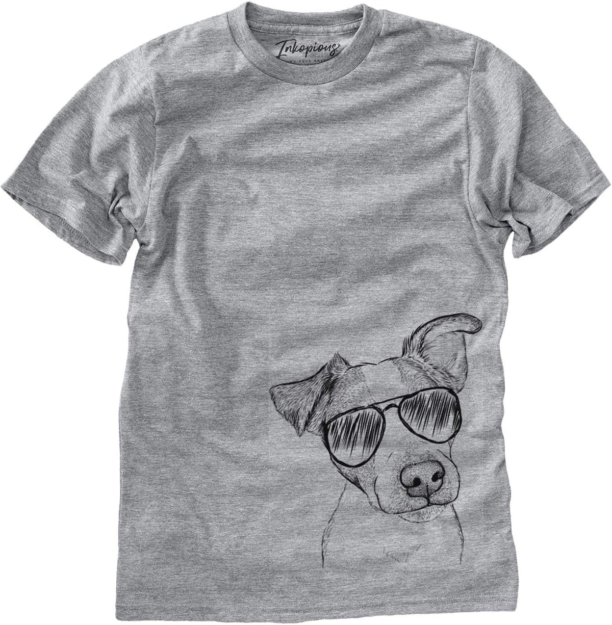 Aviator Bosse the Jack Russell Terrier Dog Triblend T-Shirt - Unisex Grey Crew Neck