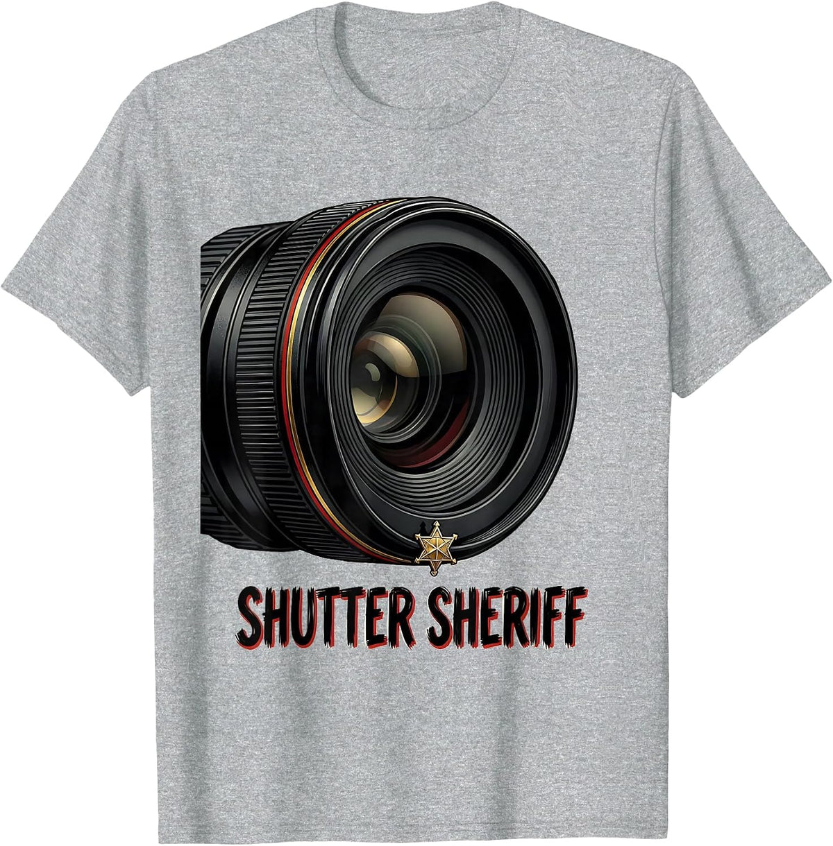 Men's Shutter Sheriff Funny Photography Hobbyist Camera Lover Gift T-Shirt - Heather Grey