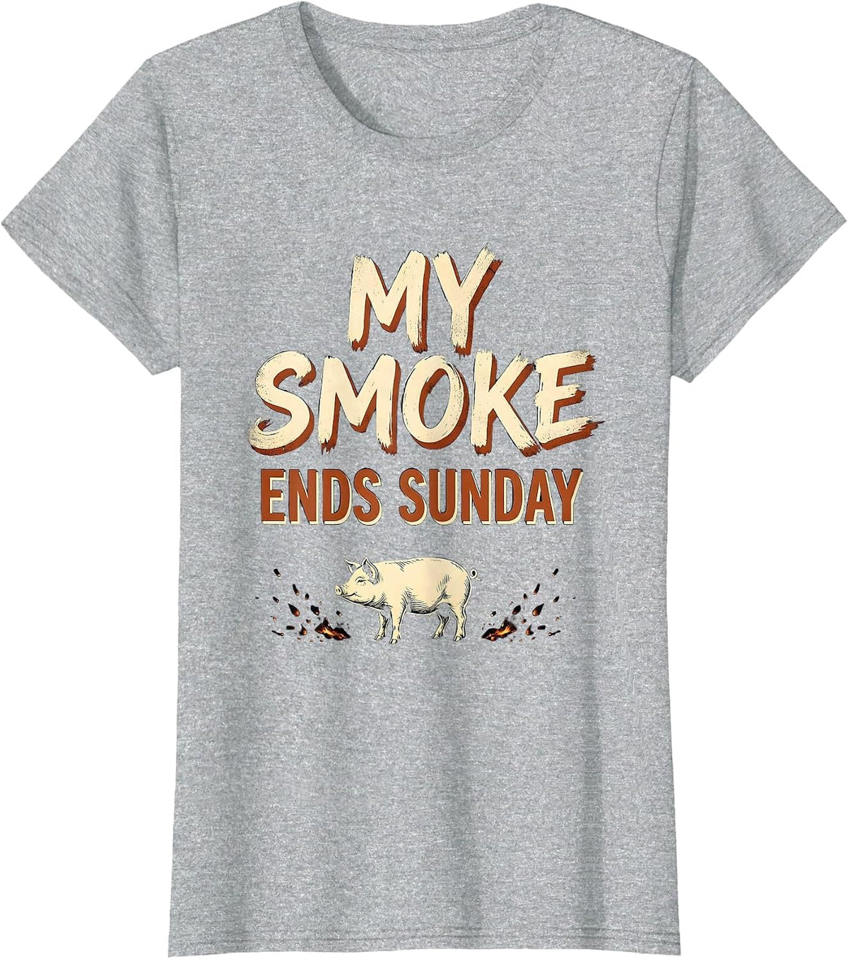 My Smoke Ends Sunday Funny BBQ Cookout Party Dad T-Shirt - Heather Grey
