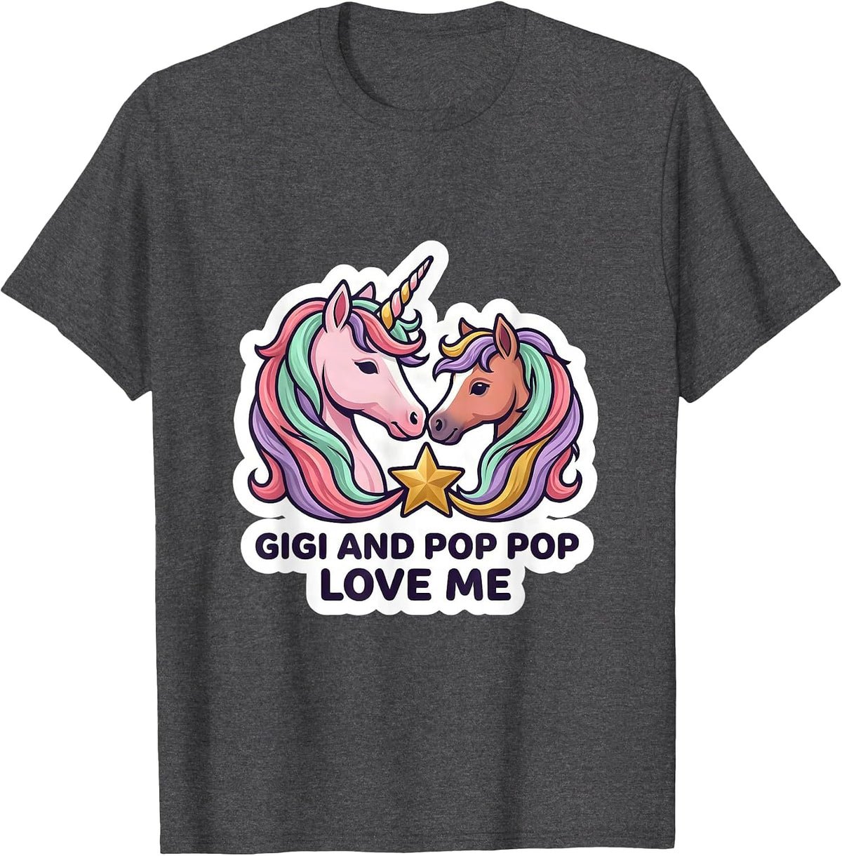 Men's Gigi And Pop Pop Love Me Sentimental Unicorn Grandchild Gift T-Shirt - Dark Heather Grey