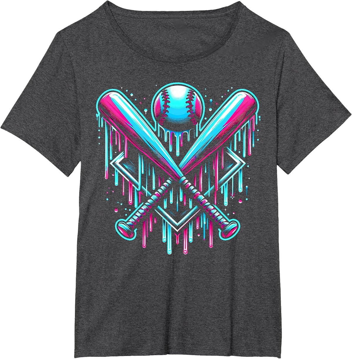Baseball Drip Boys Home Plate Ice Cream Players & Fans T-Shirt - Dark Heather Grey