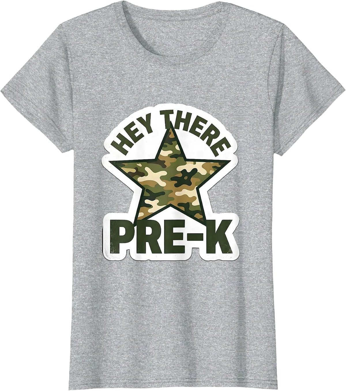 Hey There, Pre-K Camo Back To School Boy Teacher First Day T-Shirt - Heather Grey