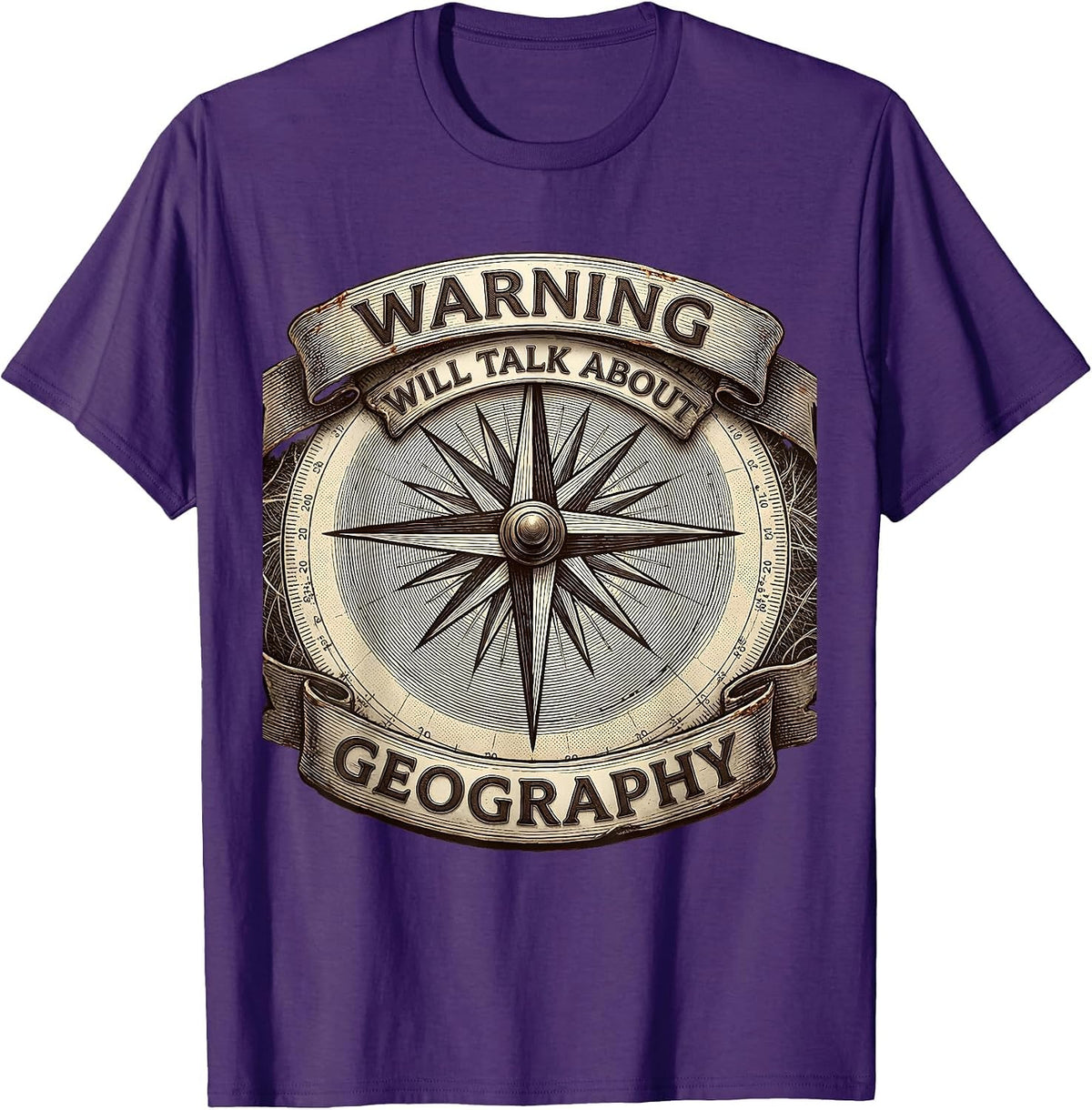 Warning Will Talk About Geography Funny Geography Teacher T-Shirt - Purple