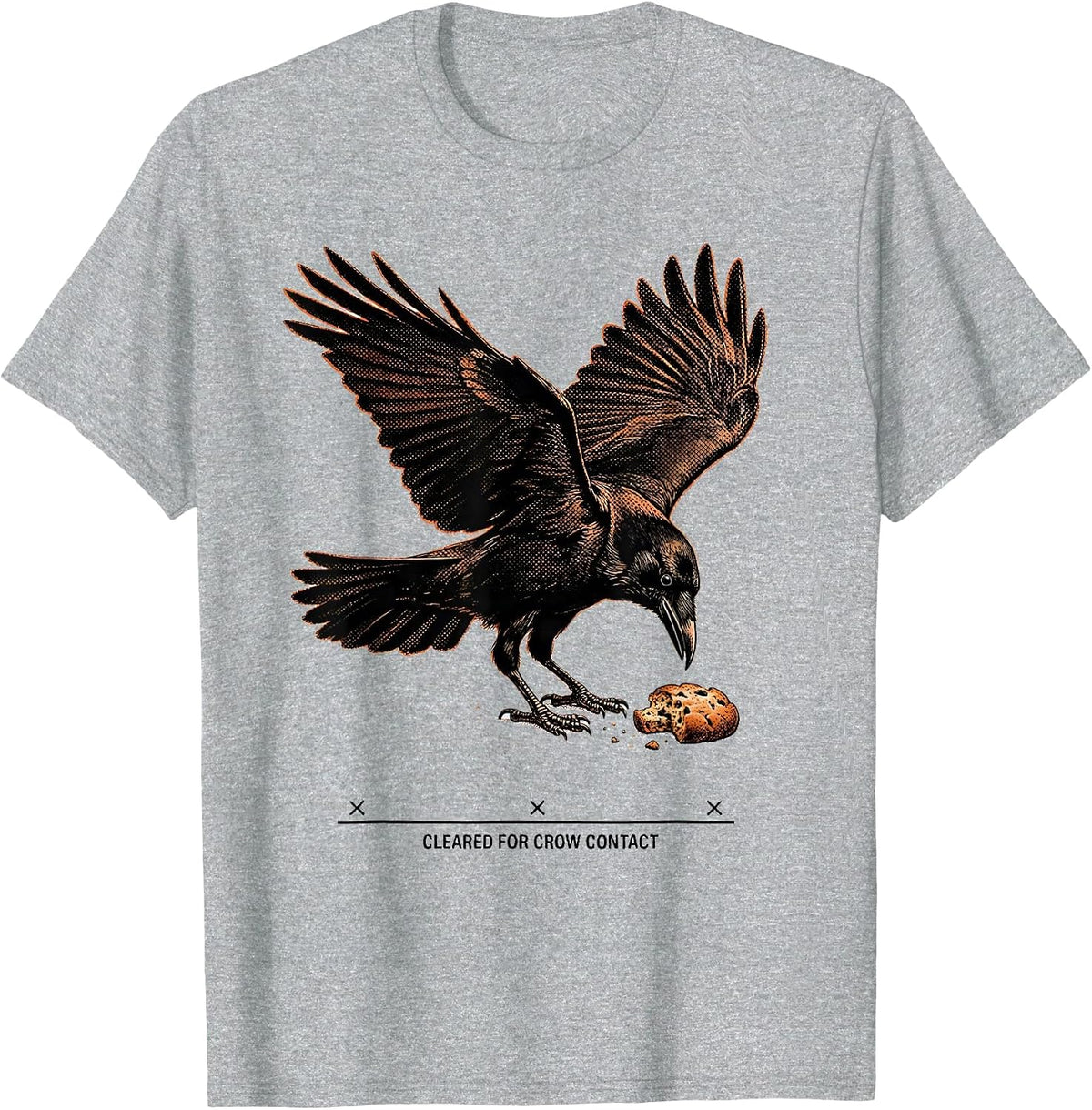 Men's Cleared For Crow Contact Gothic Bird Pun Humor T-Shirt - Heather Grey