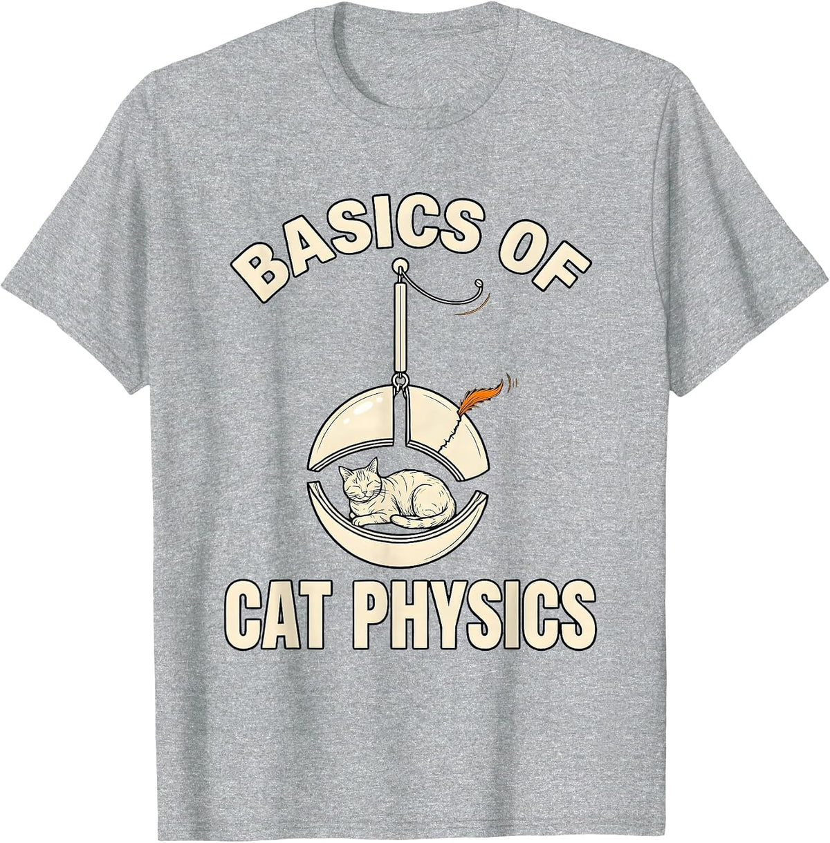 Men's Basics Of Cat Physics Funny Math Cat Teacher Gift T-Shirt - Heather Grey
