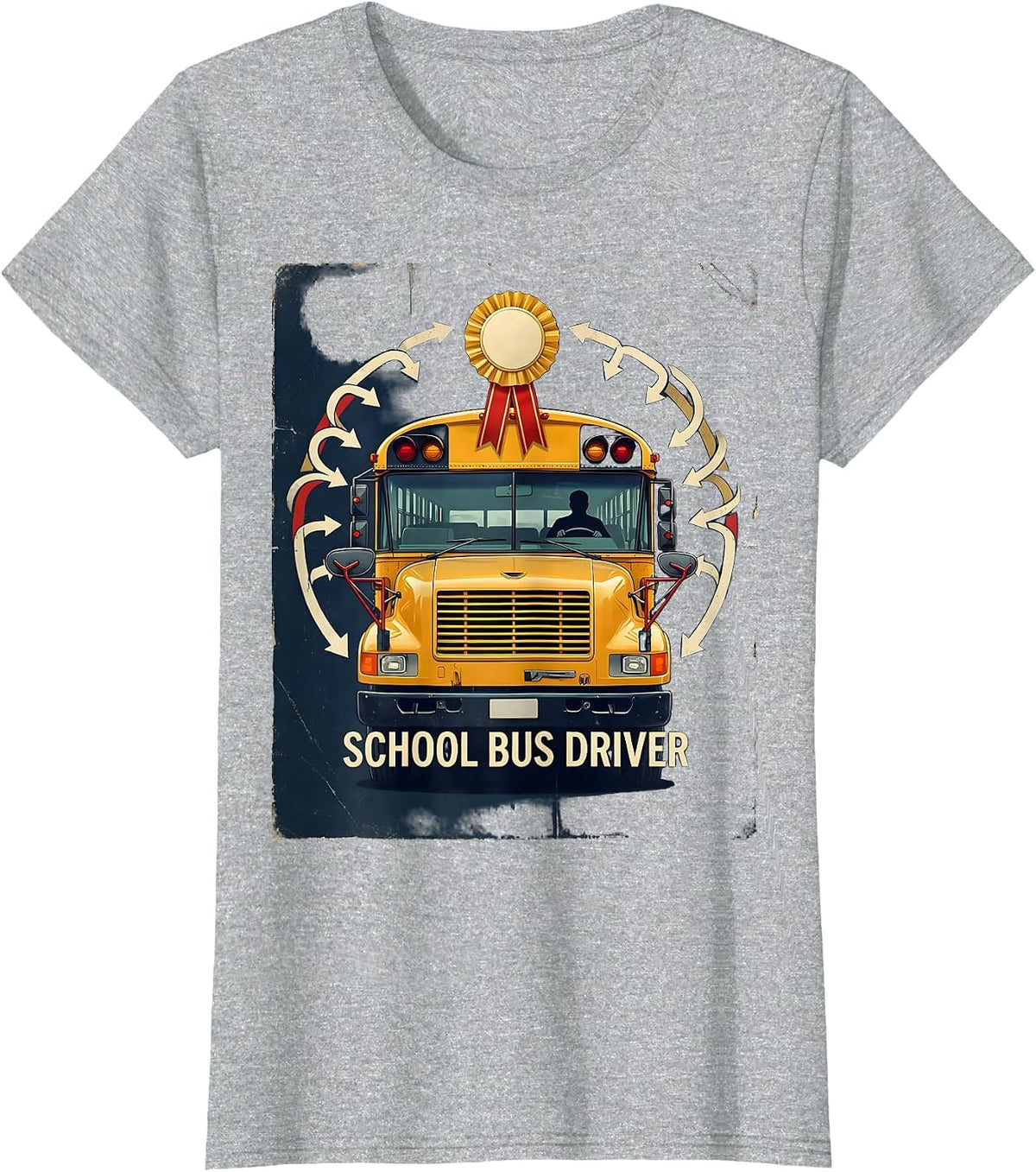 Women's Vintage School Bus Driver Funny Transportation Squad T-Shirt - Heather Grey