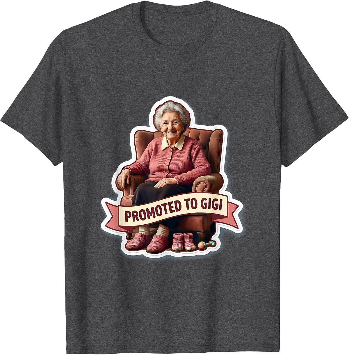 Men's Promoted to Gigi Grandma Announcement Design T-Shirt - Dark Heather Grey