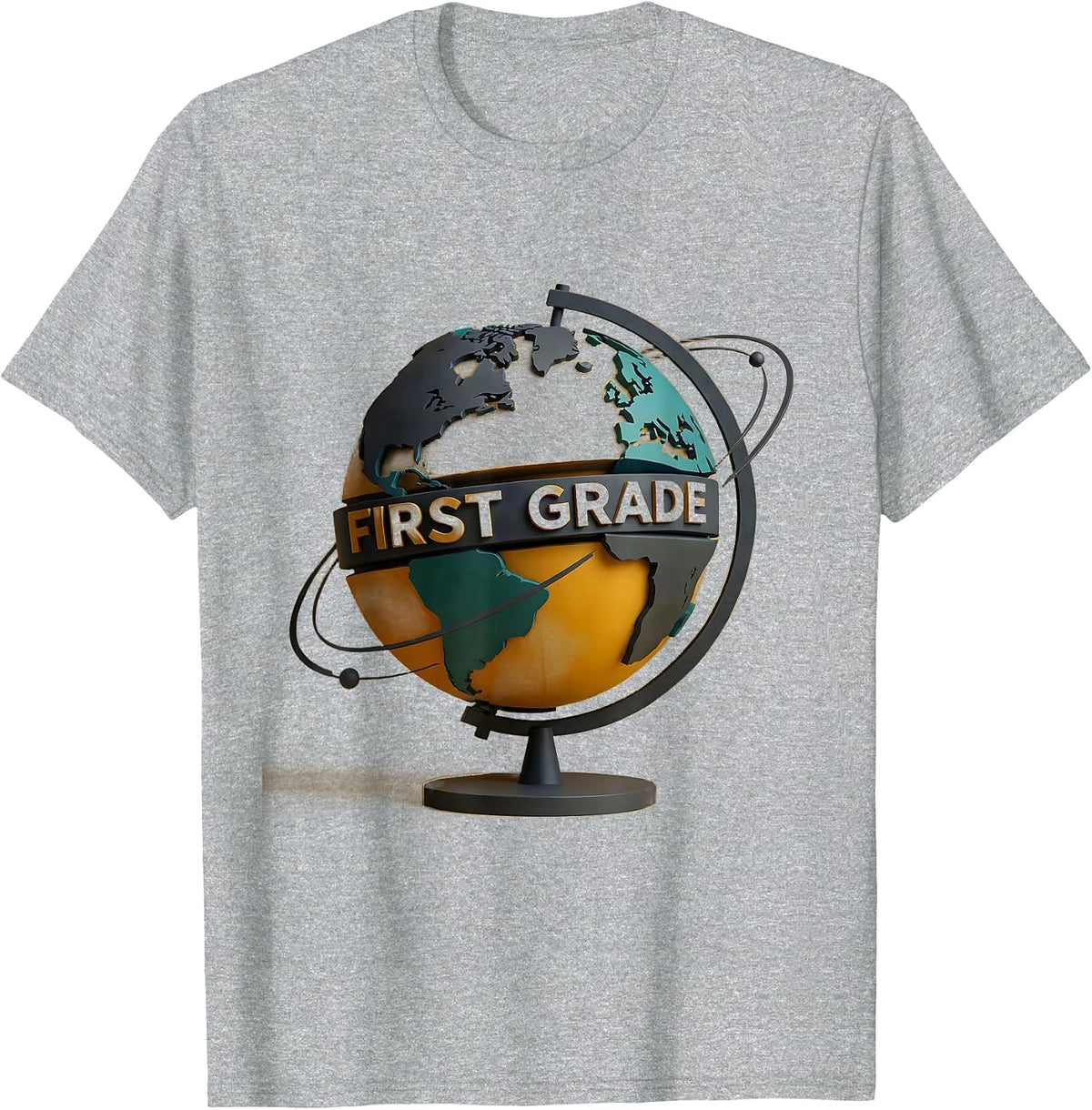 Men's First Grade Midcentury Modern Teacher Student Back To School T-Shirt - Heather Grey