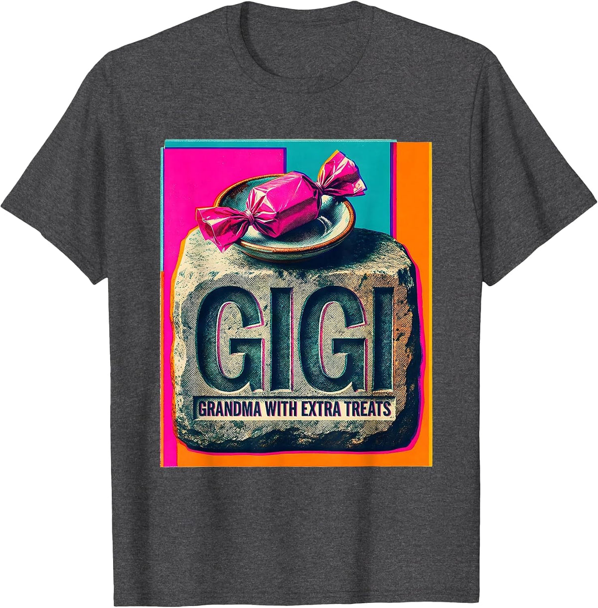Gigi Grandma With Extra Treats Affectionate Humor Family T-Shirt - Dark Heather Grey