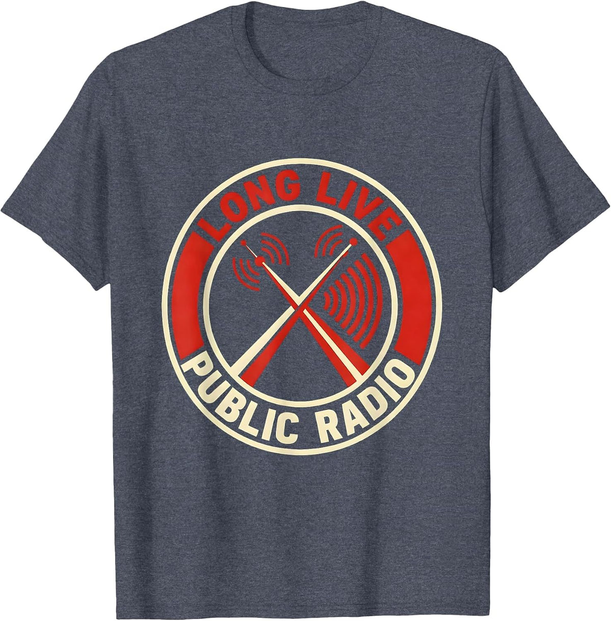 Long Live Public Radio Constructivist Civic Supporter Art T-Shirt - Heather Blue