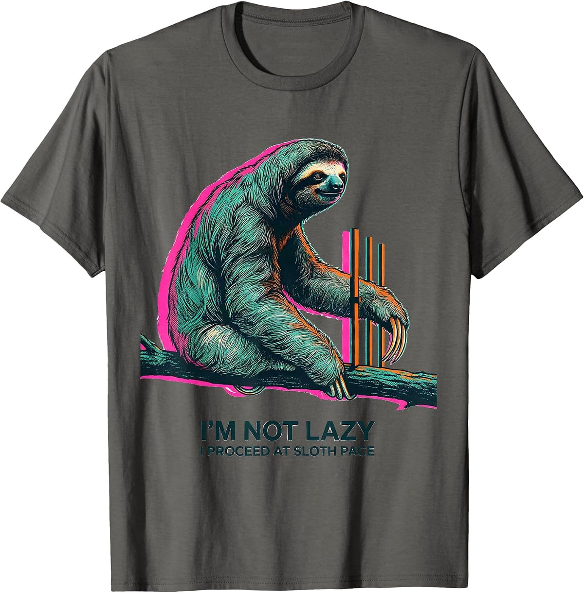 I'm Not Lazy, I Proceed At Sloth Pace Funny Sloth Lover Gift T-Shirt - Asphalt Grey