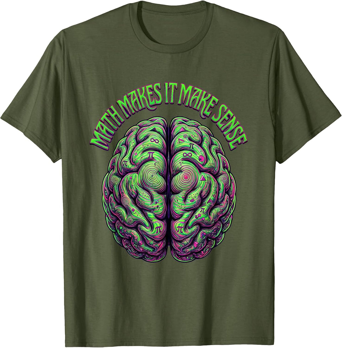 Math Makes It Make Sense Graphic Design T-Shirt - Olive Green