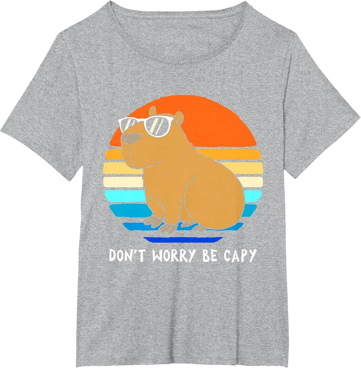 Retro Rodent Funny Capybara Dont Be Worry Be Capy T-Shirt - Heather Grey