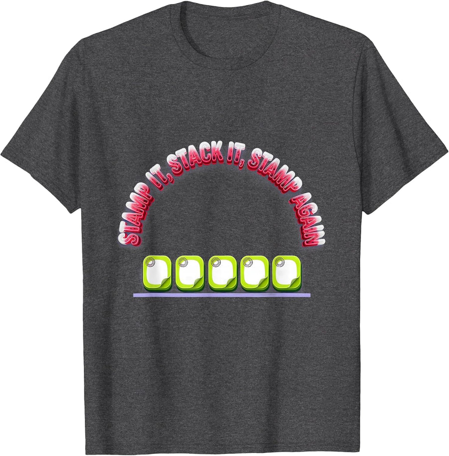 Men's Stamp It, Stack It, Stamp Again Funny Pharmacy Tech Humor T-Shirt - Dark Heather Grey