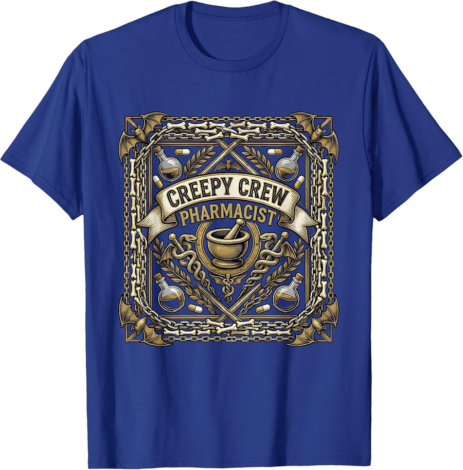 Boo Crew Pharmacist Halloween Design T-Shirt - Royal Blue