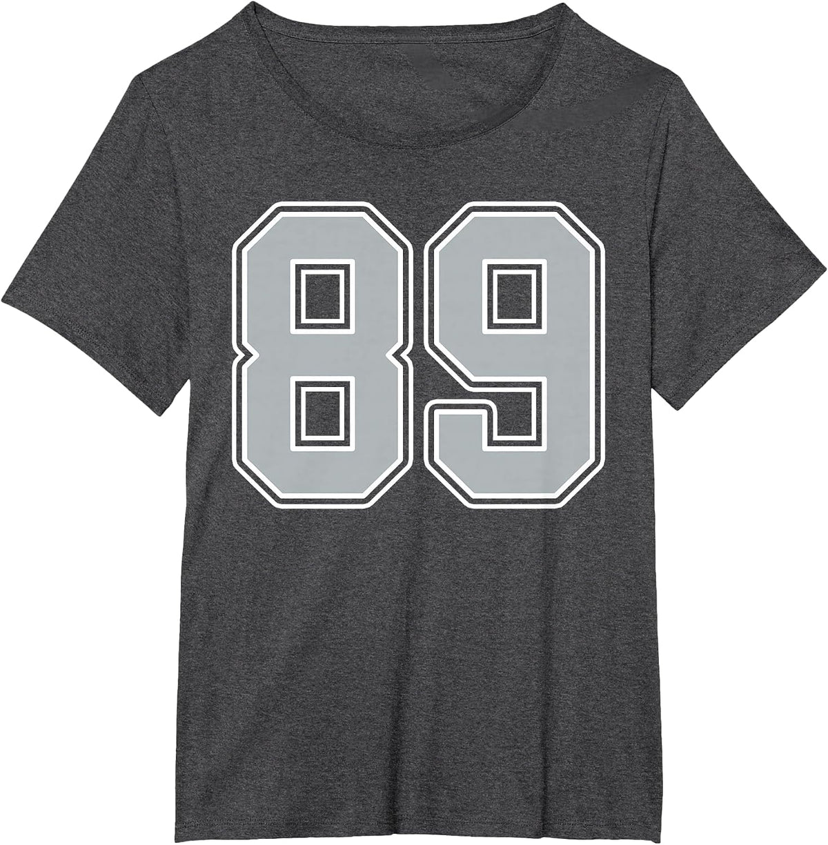 Silver Black White Number 89 Jersey Player Uniform #89 T-Shirt - Dark Heather Grey