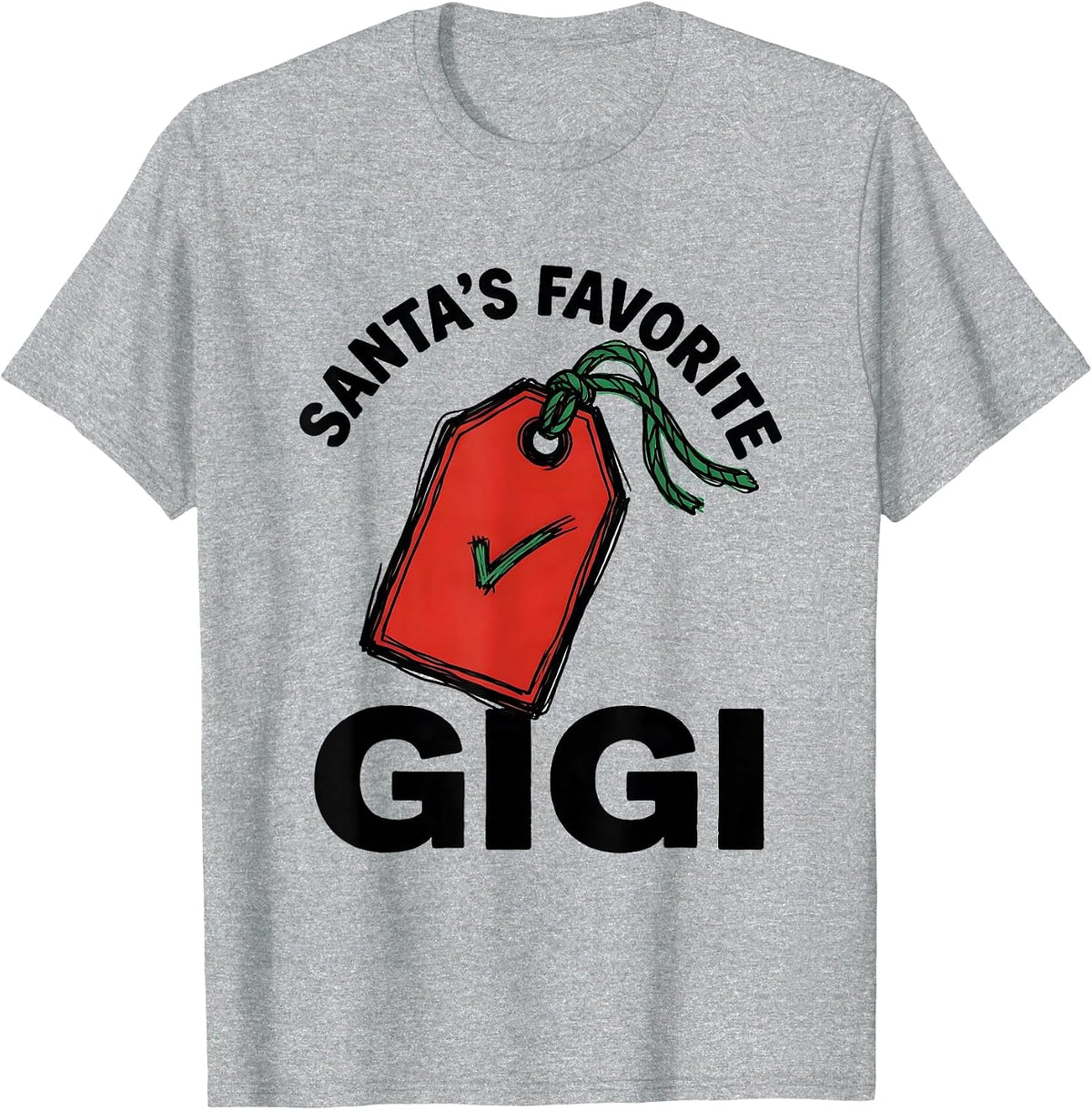 Men's Santa's Favorite Gigi Festive Family Matching Christmas T-Shirt - Heather Grey