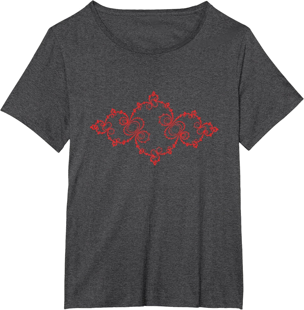 Red Julia-Set Abstract Mathematics - Complex Numbers T-Shirt - Dark Heather Grey