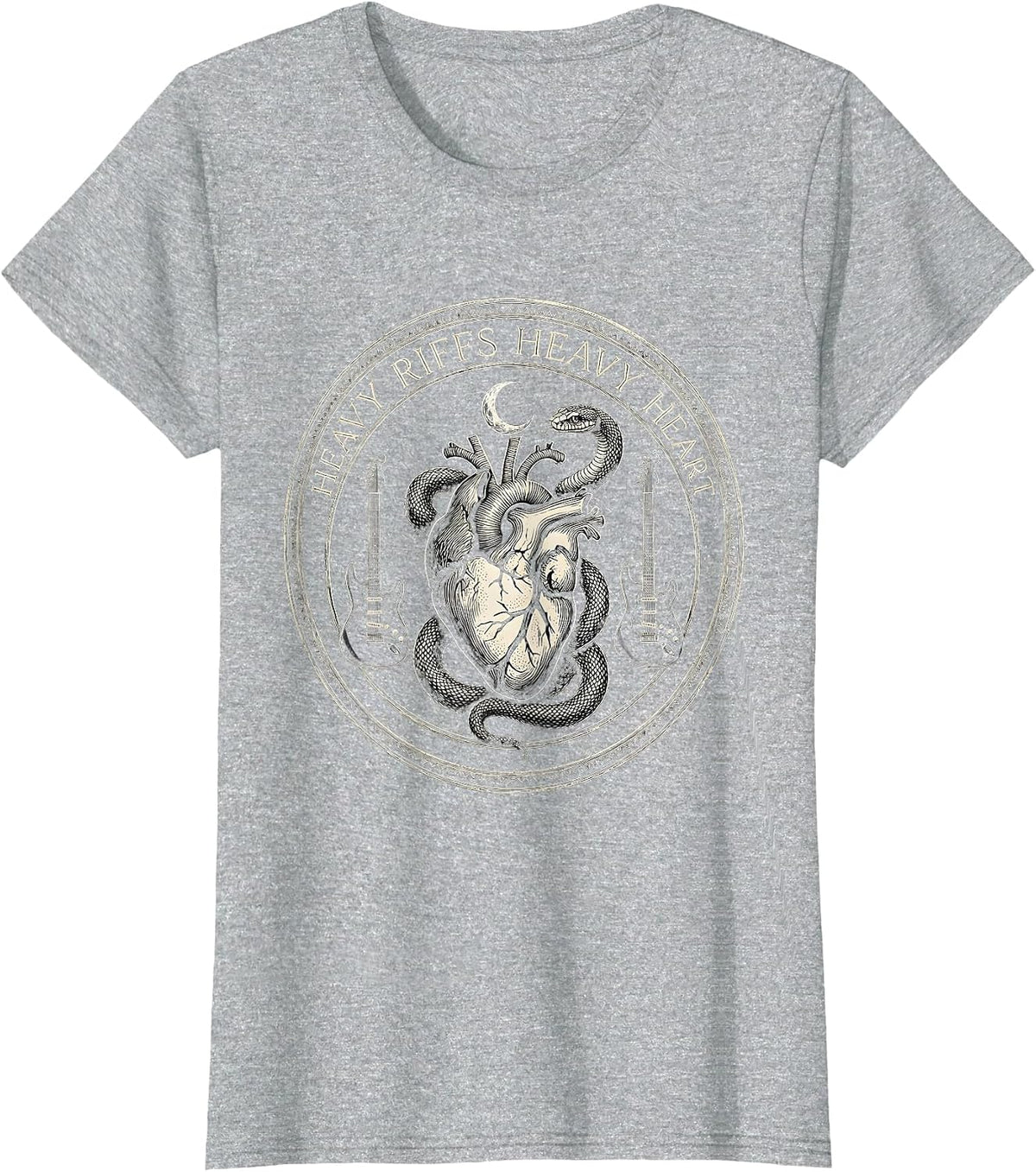 Heavy Riffs Heavy Heart Grunge Music Design T-Shirt - Heather Grey