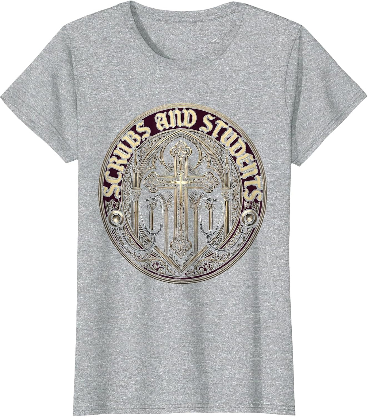 Scrubs and Students School Nurse Design T-Shirt - Heather Grey