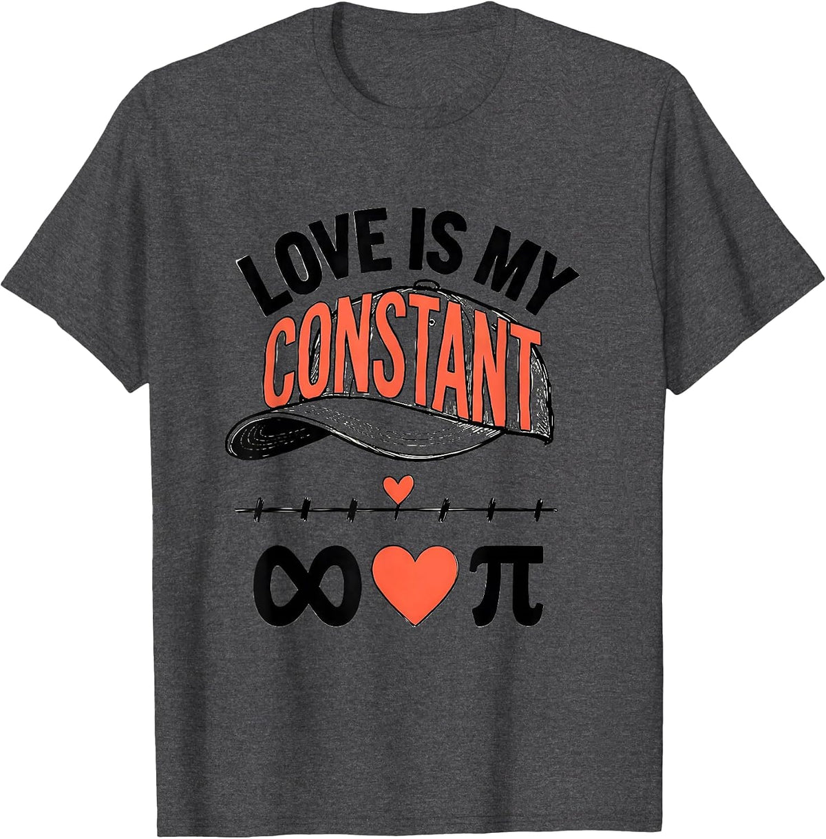 Men's Love Is My Constant Funny Math Teacher Valentine’s Day Humor T-Shirt - Dark Heather Grey