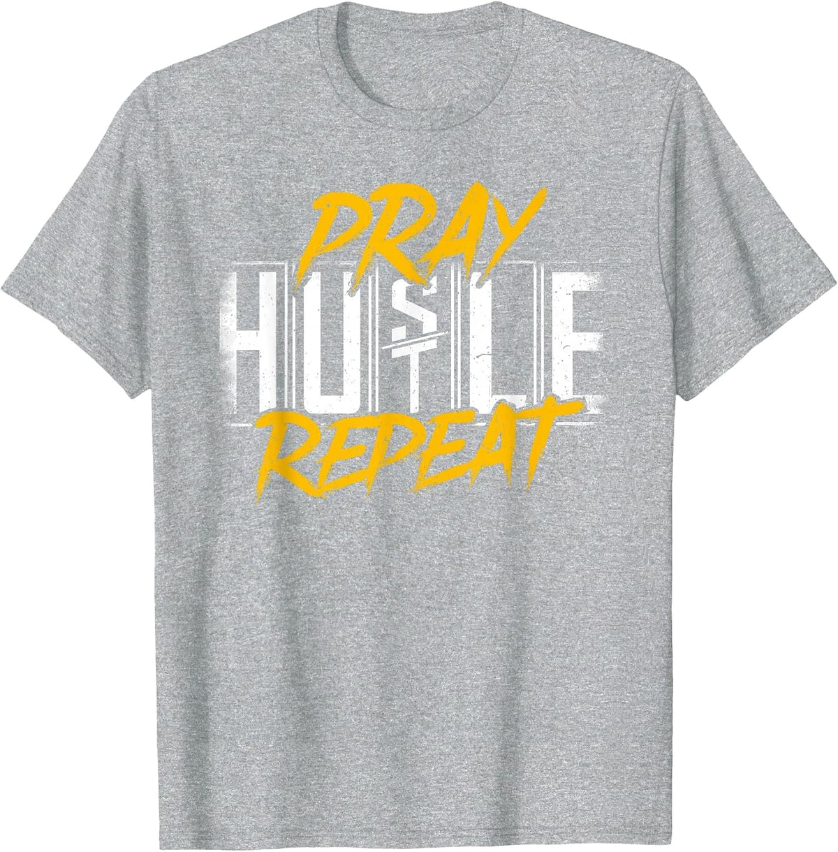 Business Owner Pray Hustle Repeat Funny Boss Entrepreneur T-Shirt - Heather Grey