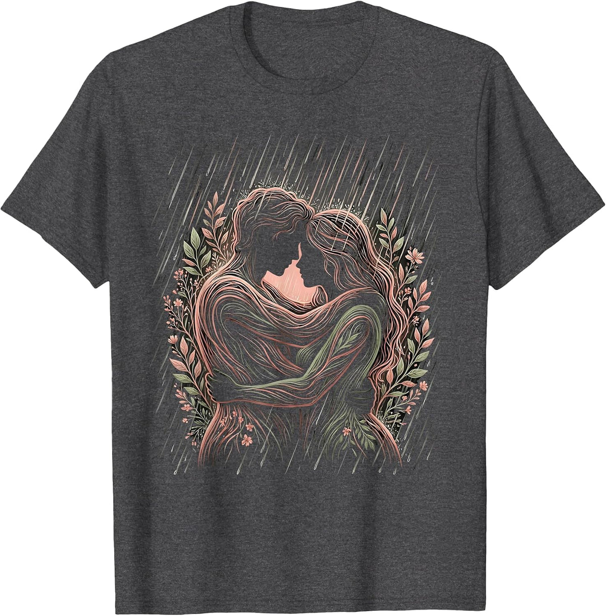 Men's Kindness in the Rain Hugging Figures Illustration T-Shirt - Dark Heather Grey