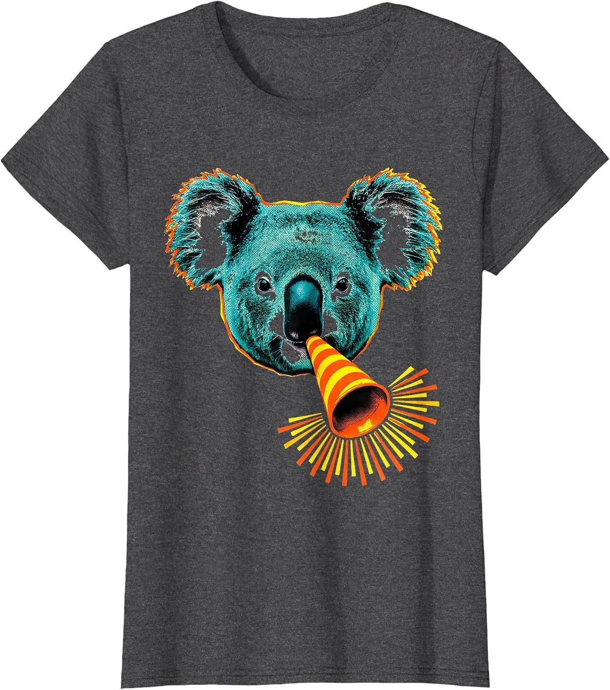 Women's Broad Blunt Koala Party Horn Funny Animal Lover T-Shirt - Dark Heather Grey