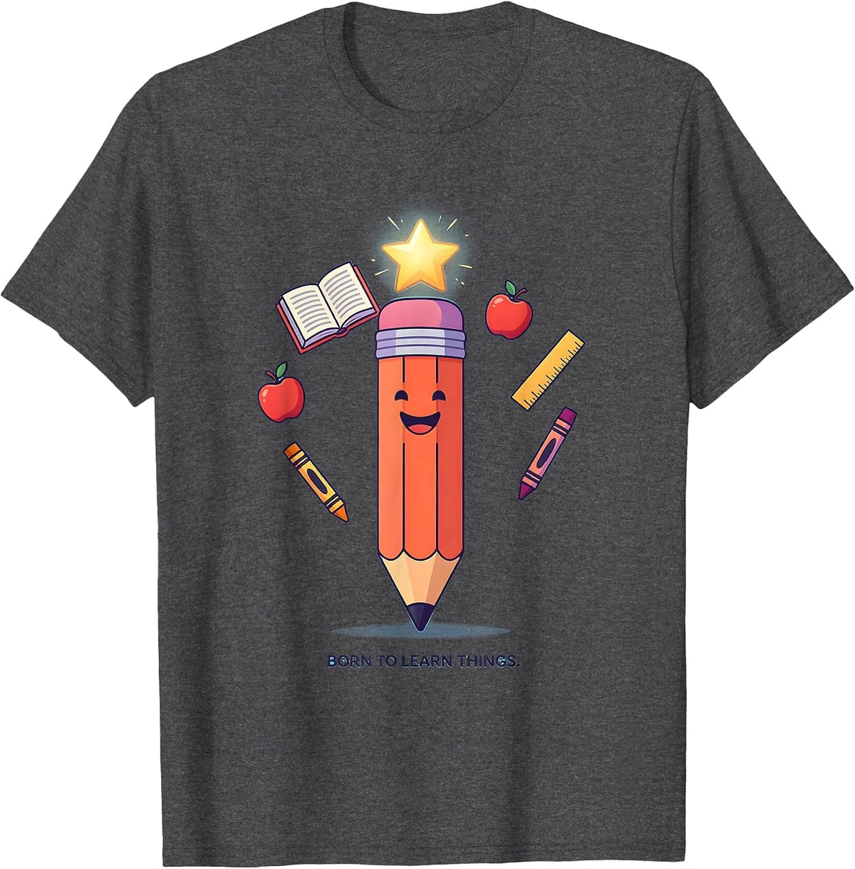Born to Learn Things 1st Grade Girls Design T-Shirt - Dark Heather Grey