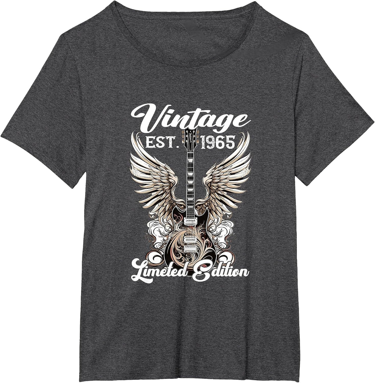 Vintage Since 1965 Limeted Classic Rock Guitar Year of Birth T-Shirt - Dark Heather Grey