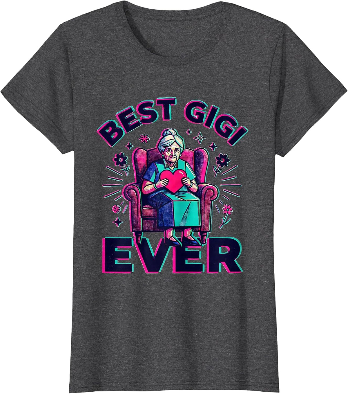 Women's Best Gigi Ever Proud Grandparent Design T-Shirt - Dark Heather Grey