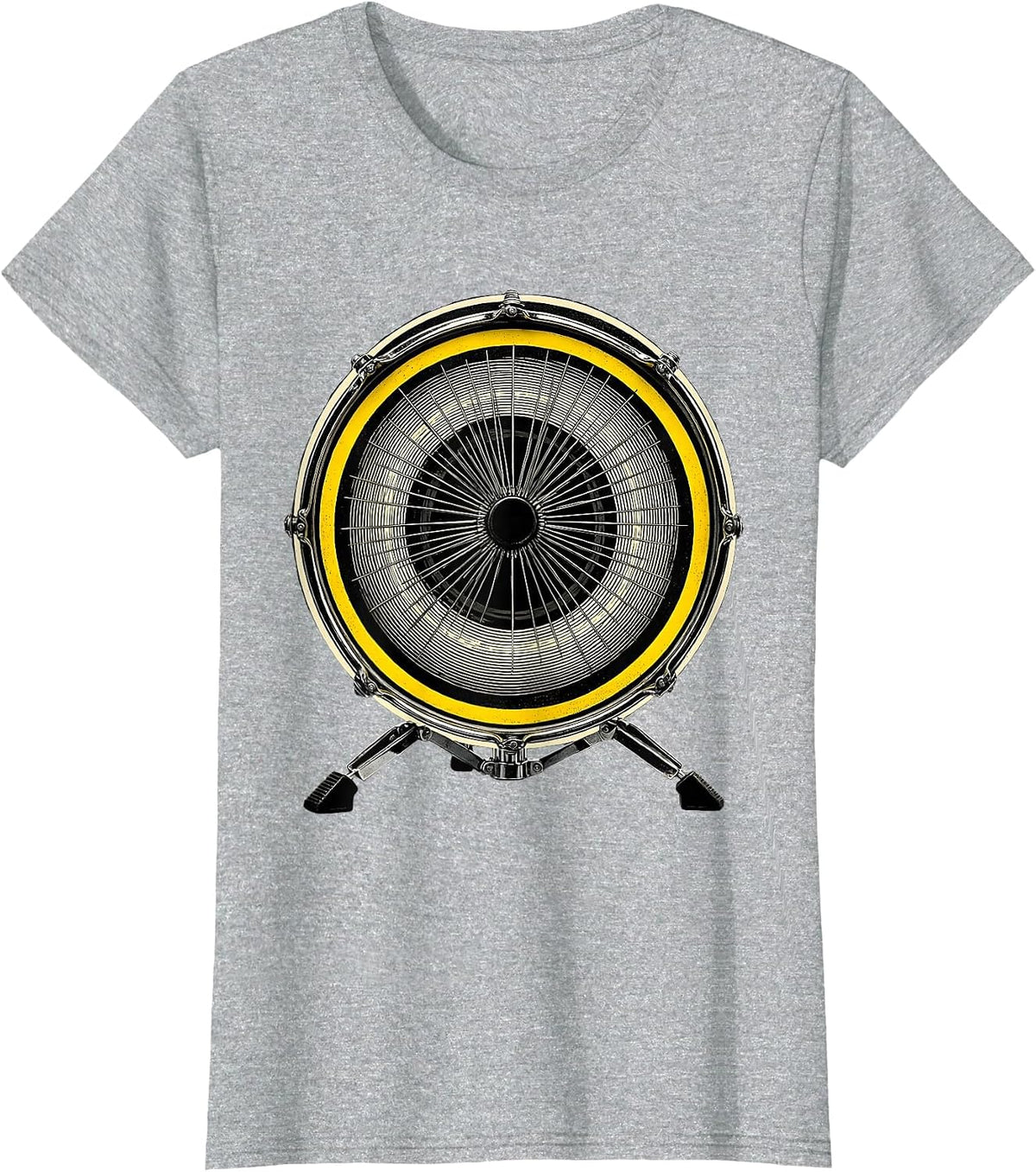 Women's Sealed Drum Badge Vintage Drummer Gift T-Shirt - Heather Grey