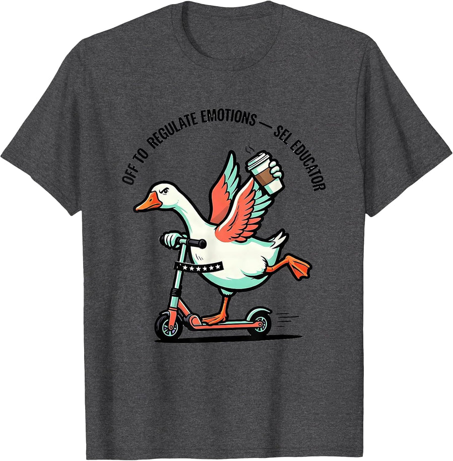 Men's Off to Regulate Emotions SEL Educator Funny T-Shirt - Dark Heather Grey
