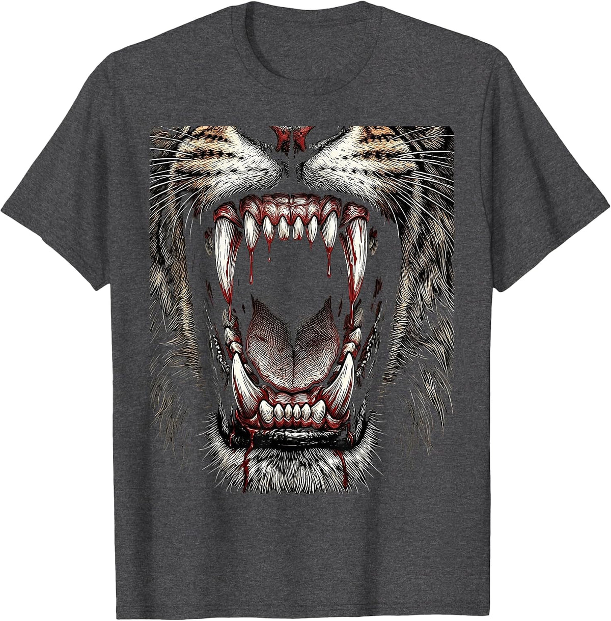 Foaming Mouth Rabies Graphic Illustration T-Shirt - Dark Heather Grey