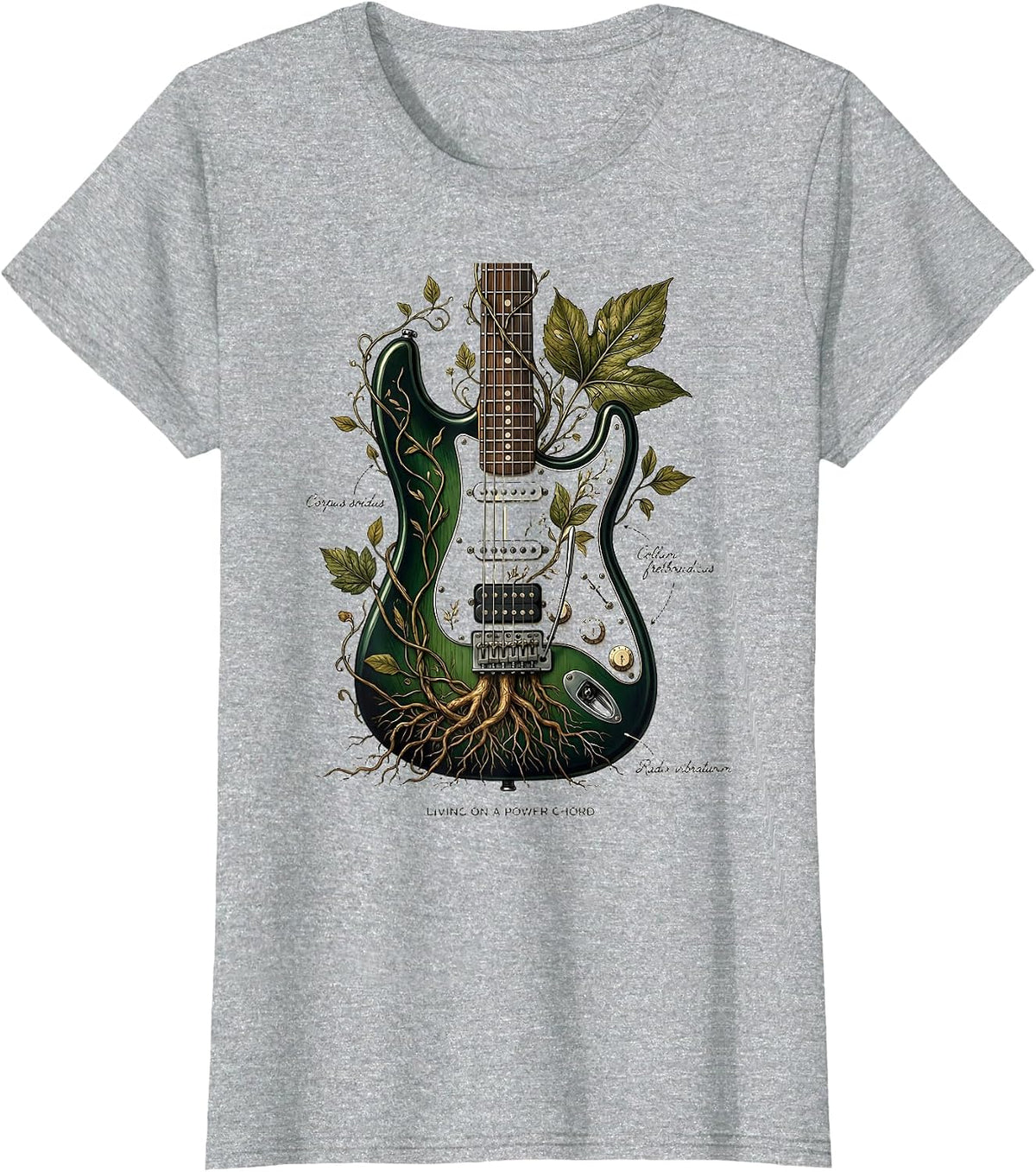 Living on a Power Chord 80s Rock Band Design T-Shirt - Heather Grey