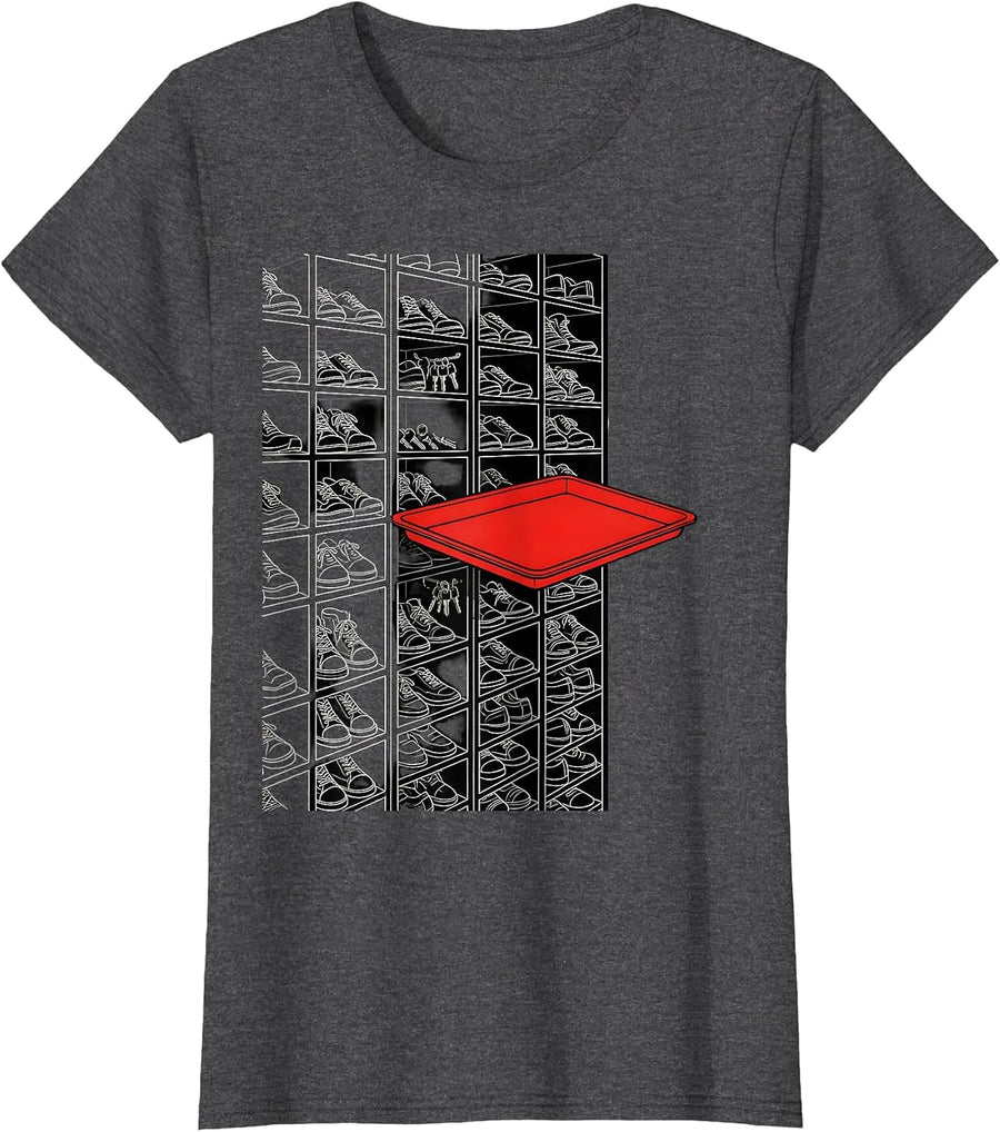 Women's Entryway Cubby Tower Chaos Coordinator Novelty Humor T-Shirt - Dark Heather Grey
