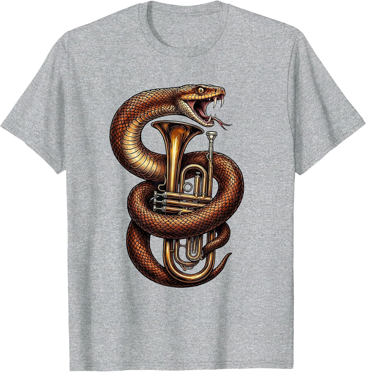 Men's Serpent Coiled Around Trumpet Graphic T-Shirt - Heather Grey