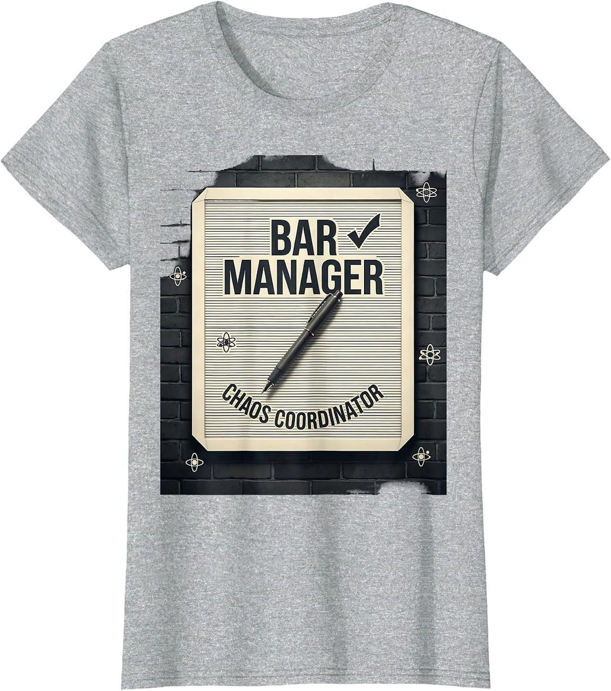 Women's Bar Manager: Chaos Coordinator Funny Bartender Occupation T-Shirt - Heather Grey