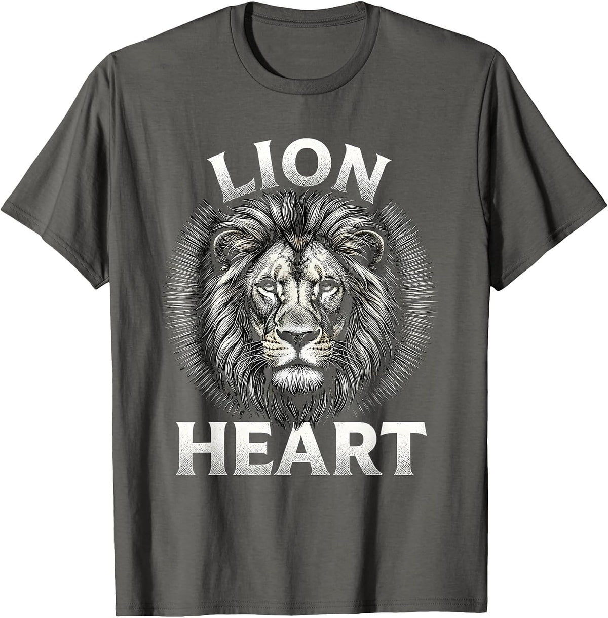 Men's Lion Heart Bold Fierce Animal Pride Fan Unisex T-Shirt - Asphalt Grey