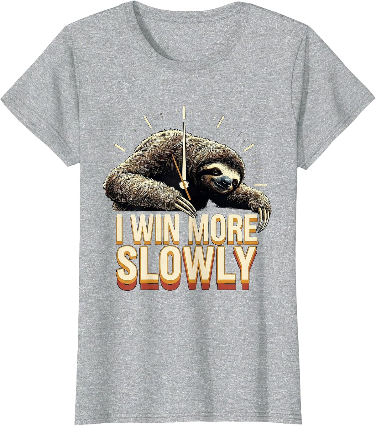 Women's I Win More Slowly Funny Sloth Lover Humor Animal Affinity T-Shirt - Heather Grey
