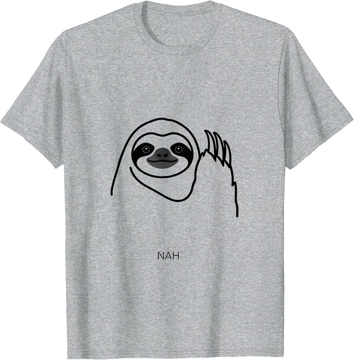 Men's Nah Funny Sloth Lover Lazy Animal Humor T-Shirt - Heather Grey