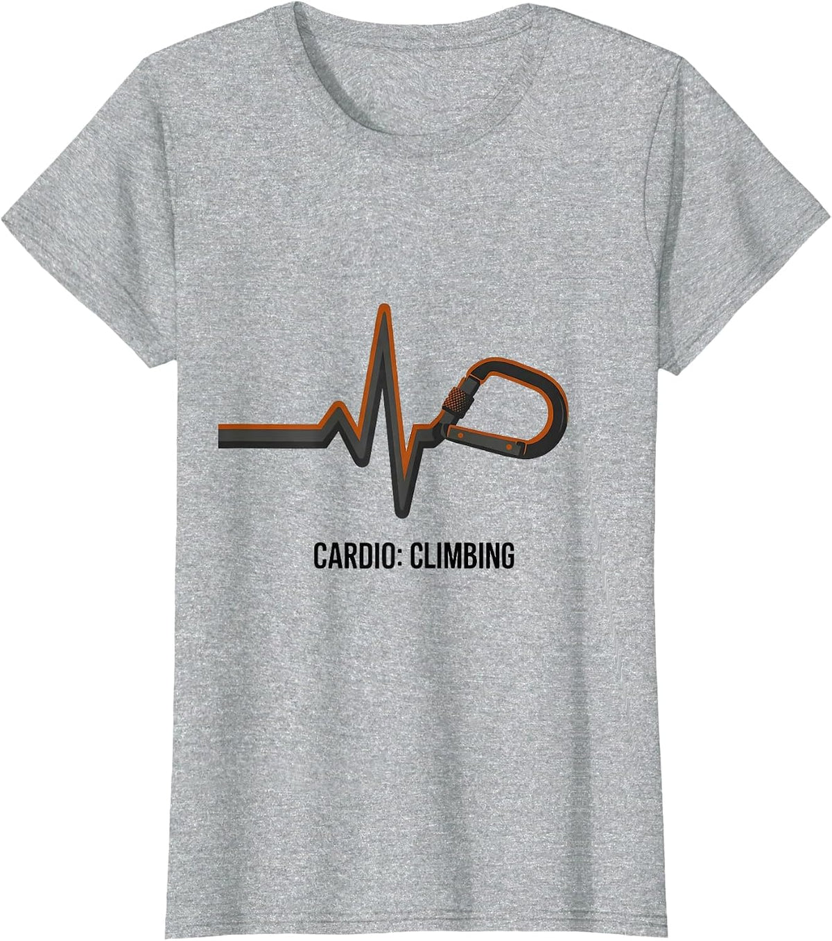 Women's Cardio: Climbing Minimalist Hobby Heartbeat EKG Passion Icon T-Shirt - Heather Grey