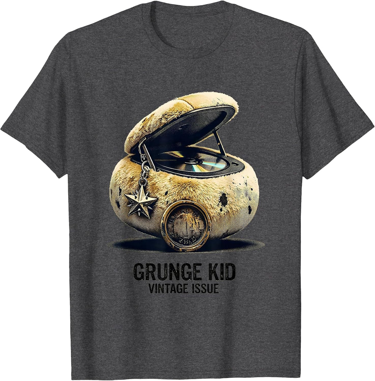 Grunge Kid Vintage Issue Alt Y2K Grunge Aesthetic T-Shirt - Dark Heather Grey