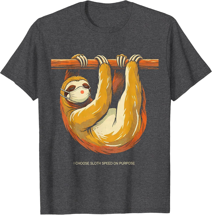 Men's I Choose Sloth Speed On Purpose Funny Sloth Lover Humor T-Shirt - Dark Heather Grey